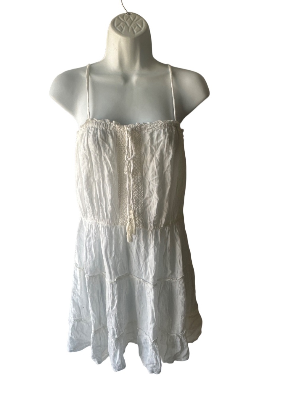 Kiwi & Punch White Faux Tie Front Tiered Sundress Women’s Size L Summer Dress